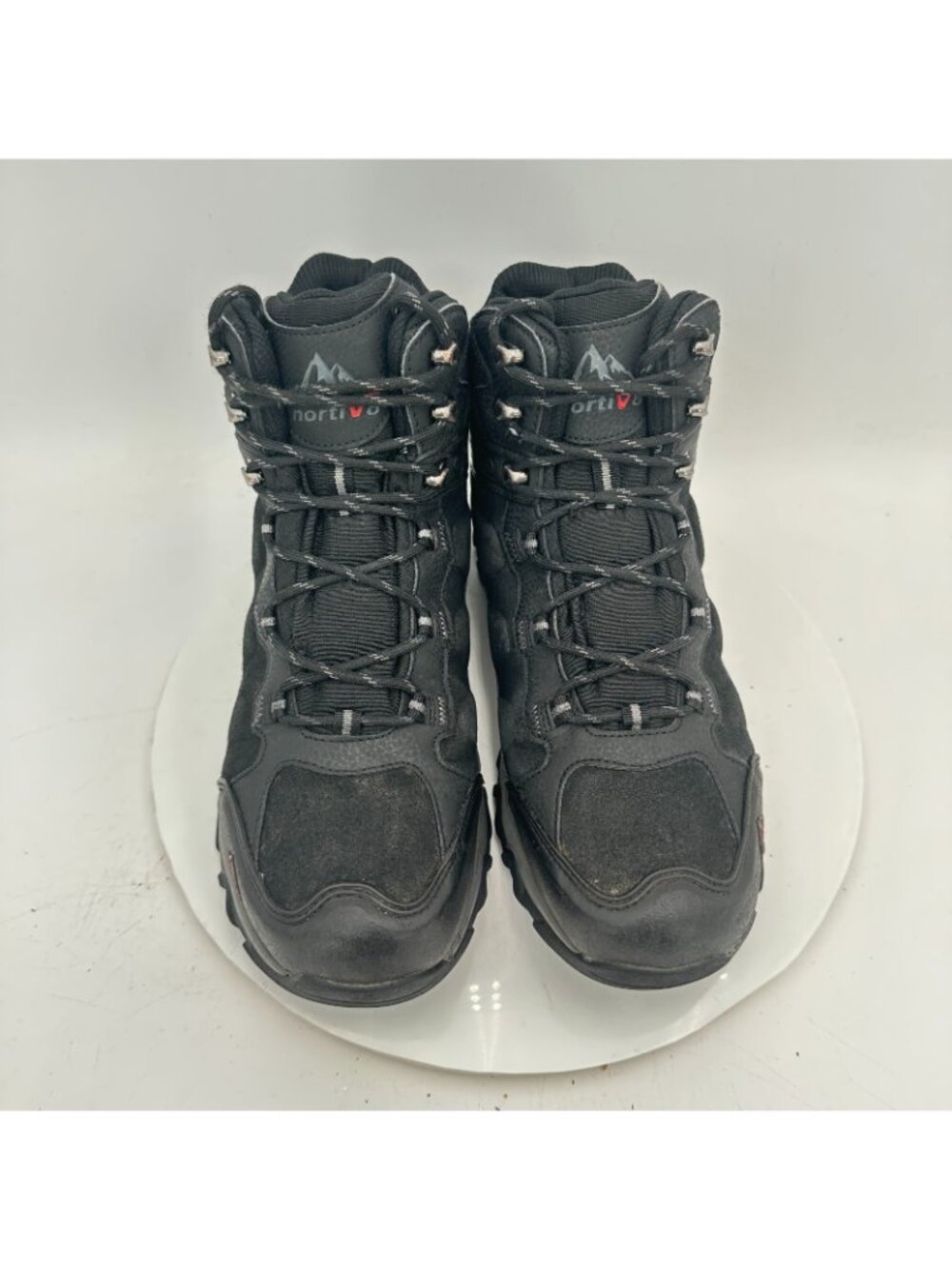 Nortiv 8 Men Size 9.5 Black Waterproof Mountain Hiking Ankle Work Boot - Picture 3 of 11